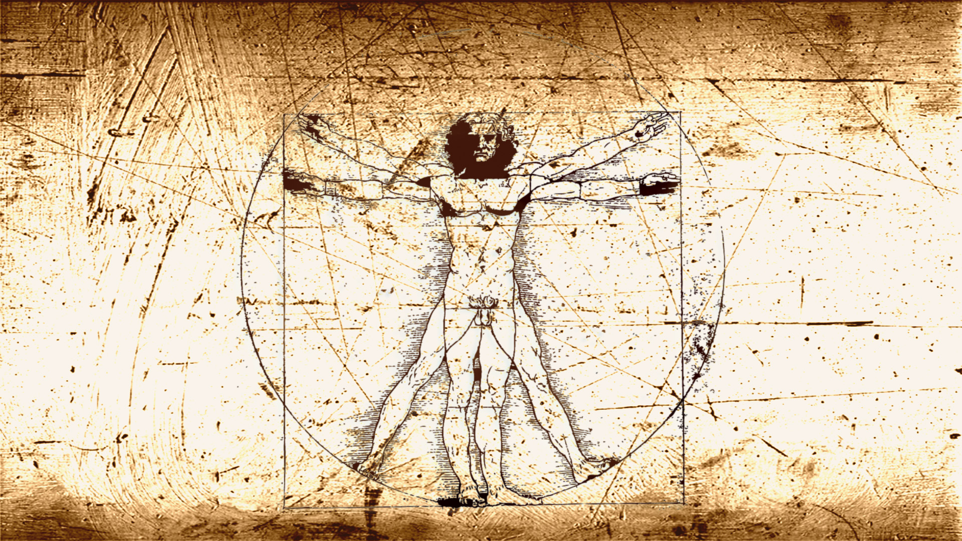 Da Vinci's "Vitruvian Man" is more about Body, than Mind and Spirit. But it's still what I think of in my head when I think about this stuff. Stop looking at his penis.